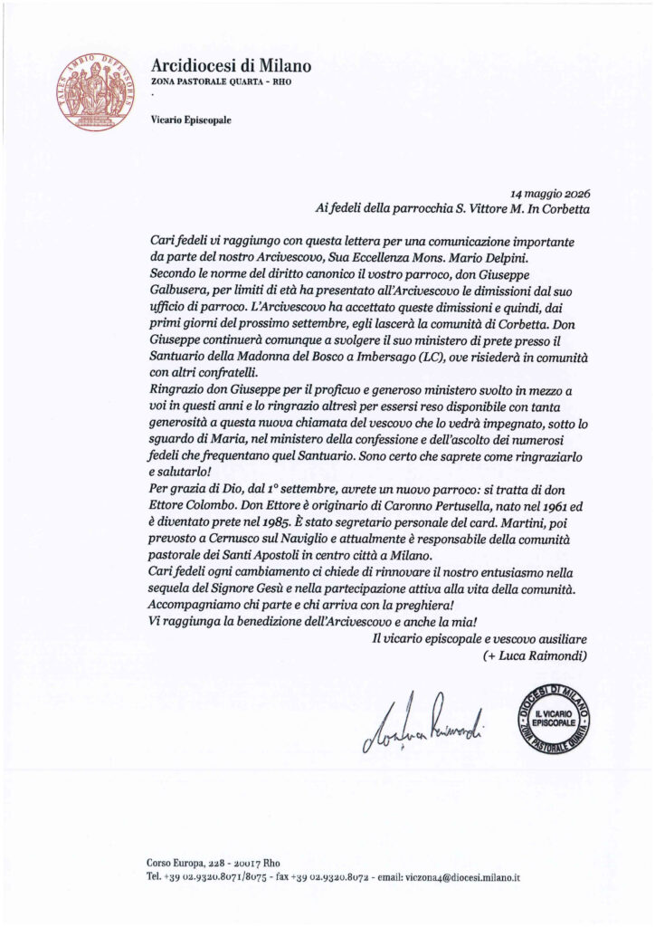 Benvenuto al nuovo parroco 1 LETTERA PARROCO